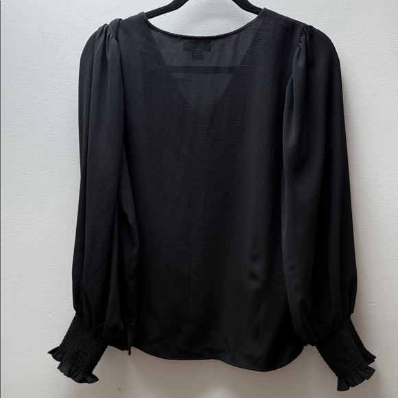 CeCe Black V-Neck Blouse with Puff Sleeves - Picture 4 of 6